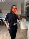 Siyah Şeritli Etek& Crop Takım