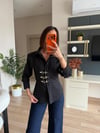 Siyah Tasarım Kanca Detaylı Gömlek