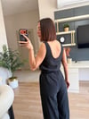Siyah Tensel Askılı Bluz Kemerli Şalvar Takım