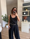 Siyah Tensel Askılı Bluz Kemerli Şalvar Takım
