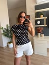 Siyah Üzerine Beyaz Puantiyeli Bluz