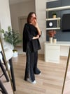 Siyah Yanları Denim Şeritli Oversize Takım