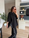 Siyah Yanları Denim Şeritli Oversize Takım