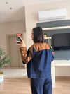 Süet Garnili Denim Takım