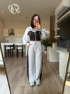 Taş Denim Leopar Detaylı Takım