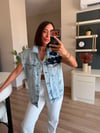 Taşlı İthal Denim Yelek