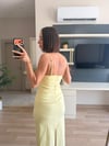 Tereyağ Sarısı Midi Boy Askılı Elbise
