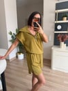 Yeşil Üstü Fermuarlı Şortlu Modal Takım
