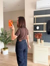 Yüksek Bel Dikiş Detaylı Bol Paça Jean
