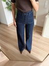 Yüksek Bel Dikiş Detaylı Bol Paça Jean