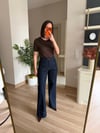 Yüksek Bel Dikiş Detaylı Bol Paça Jean