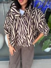 Zebra Desenli Dik Yaka Ceket
