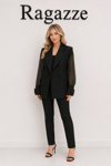 BLAZER KOLLARI TÜL DETAYLI CEKET