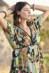 Arias Closet %100 Viskon Çiçek ve Yaprak Desenli Kısa Kollu Elbise