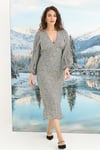 Arias Closet %100 Viskon Desenli Uzun Kollu Saten Elbise
