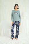 Arias Closet Çiçek ve Yaprak Desenli Baskılı Pijama Takımı