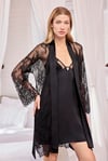 Arias Closet Dantelli Tüllü ve Dekolteli Saten Sabahlık Takımı