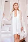 Arias Closet Dantelli Tüllü ve Dekolteli Saten Sabahlık Takımı