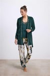 Arias Closet Kadife Sabahlık, Dantelli Atlet ve Desenli Pantolon Pijama Takımı