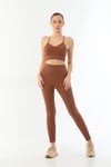 Arias Closet Kahve MI Emay 3921 Soft Seamless Ripli Tayt Yoga Takımı