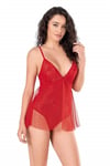 Arias Closet Kırmızı Jakarlı Bodysuit Gecelik