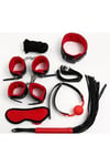 Arias Closet Kırmızı/Siyah İçi Tüylü Deri 7'li Harness Set