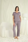 Arias Closet Kısa Kollu V Yakalı Dantelli Pijama Takımı
