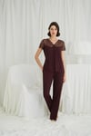 Arias Closet Kısa Kollu ve Dantelli V Yaka Pijama Takımı