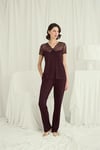 Arias Closet Kısa Kollu ve Dantelli V Yaka Pijama Takımı