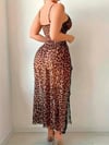 Arias Closet Leopar Desenli Yırtmaçlı Fantezi Uzun Gecelik