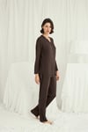 Arias Closet Uzun Kollu Boydan Düğmeli V Yaka Pijama Takımı