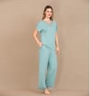 Arias Closet Viskon Şık Tasarım Dantel İşlemeli Mint Yeşil Kısa Kol Pijama Takımı