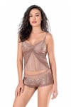 Arias Closet Vizon Jakarlı Babydoll Şort Takımı