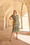 Arias Closet Yaprak Desenli Kısa Kollu Elbise