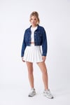 BELİ LASTİKLİ DENİM CROP CEKET mavi