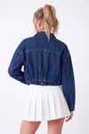 BELİ LASTİKLİ DENİM CROP CEKET mavi