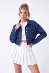 BELİ LASTİKLİ DENİM CROP CEKET mavi