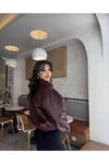 Deri Bomber Premium Ceket Bordo