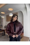 Deri Bomber Premium Ceket Bordo