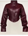 FROZEN YENİ SEZON KORSE DETAYLI CROP DERİ CEKET Bordo