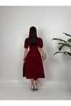 kaliteli MİDİ ELBİSE SARİ RENK ELBİSE Bordo