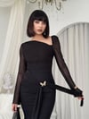 KELEBEK BROŞ DETAYLI MAXİ ELBİSE Siyah