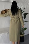 Kruvaze Yaka Kuşaklı Çift Düğmeli Oversize Trenç Ceket MİNT Yeşil