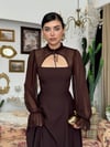 LALİNA BAĞLAMA DETAYLI MAXİ ELBİSE Kahverengi