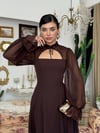 LALİNA BAĞLAMA DETAYLI MAXİ ELBİSE Kahverengi