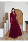 PİLE DETAYLI ELEGANCE ELBİSE Bordo
