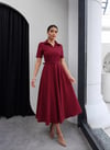 PRİNCESS GÖMLEK YAKA KEMER DETAYLI ELBİSE Bordo