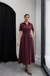 PRİNCESS GÖMLEK YAKA KEMER DETAYLI ELBİSE Mürdüm