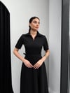PRİNCESS GÖMLEK YAKA KEMER DETAYLI ELBİSE Siyah