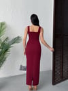 QUALİTY MAXİ TAŞLI ELBİSE Bordo